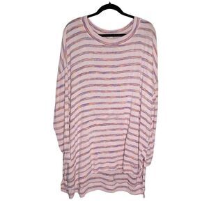 Como Blu Women's Pullover Sweater Blue White Stripe Long Sleeve Stretch Plus 2X